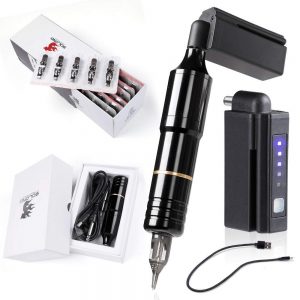 Solong Tattoo Pen Kit Rotary Tattoo Gun Machine with Wireless Tattoo Power Supply