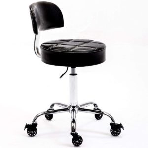 CoVibrant Lockable Stool with Back Ergonomic Rolling Hydraulic Adjustable