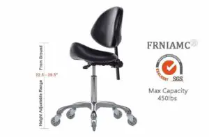 FRNIAMC Adjustable Saddle Stool Chairs with Back Support Ergonomic Rolling Seat