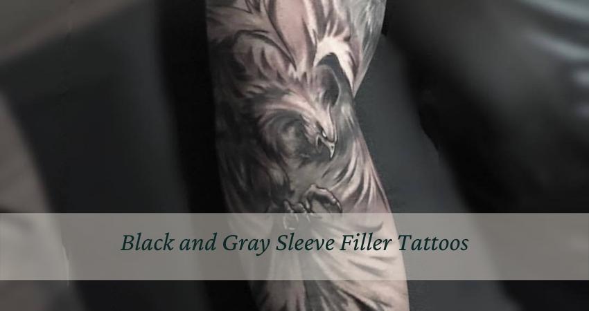 Black and Gray Sleeve Filler Tattoos