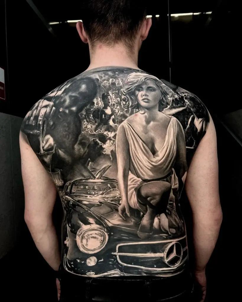 Amazing black and grey full-back-tattoo from Jiri Zmetek Vintr