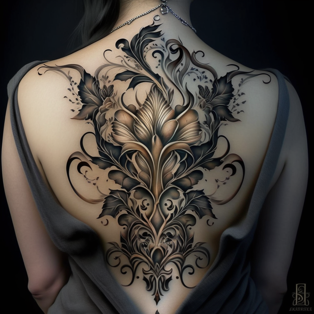 full back tattoo - female