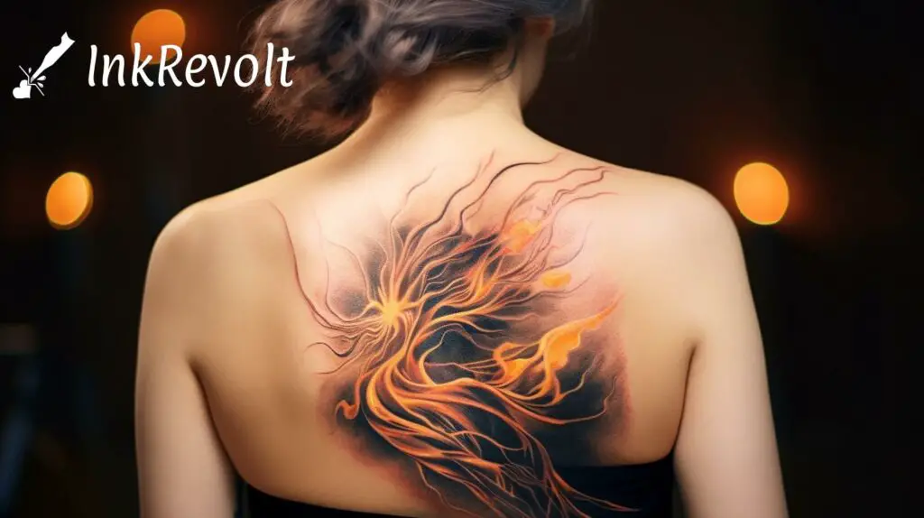 abstract fireball tattoo design idea