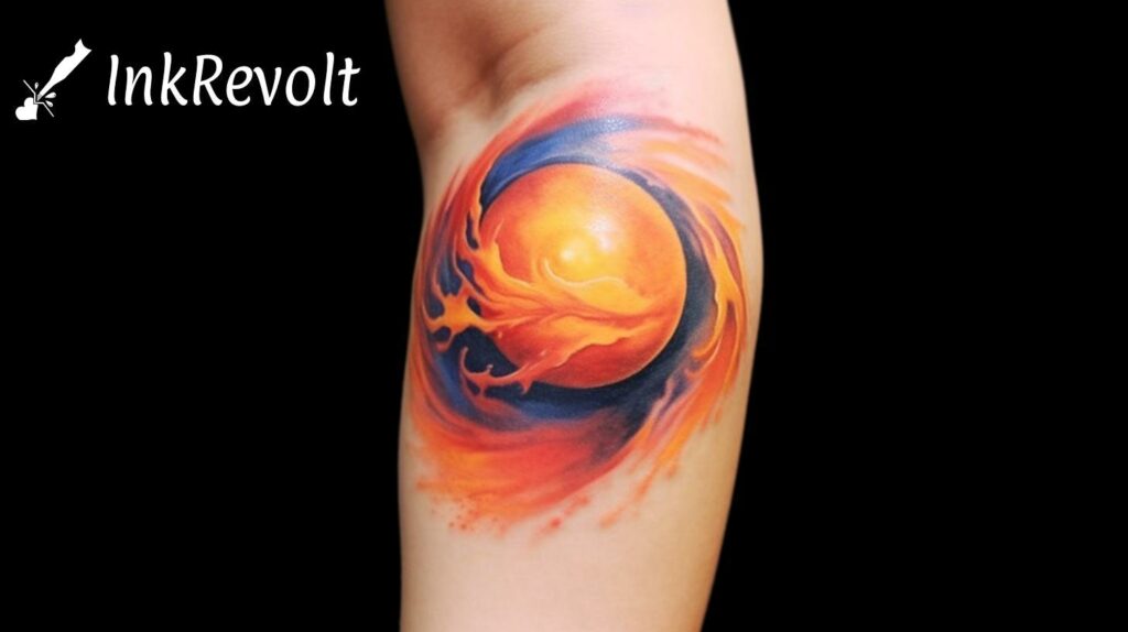 traditional fireball tattoo design idea