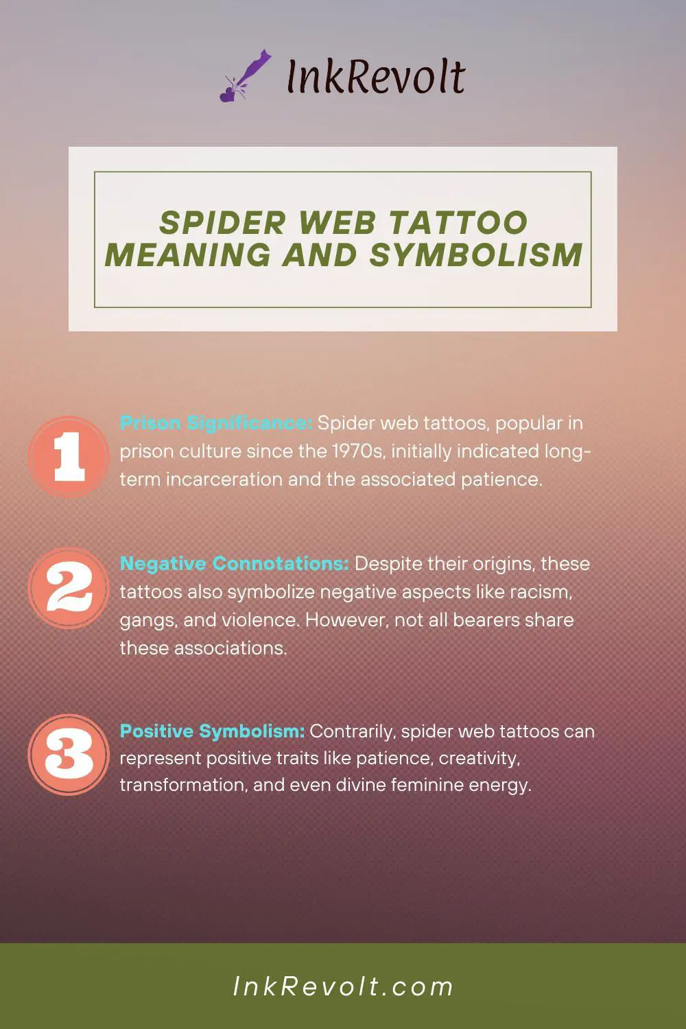 Spider Web Tattoo Meaning And Symbolism - Infographic