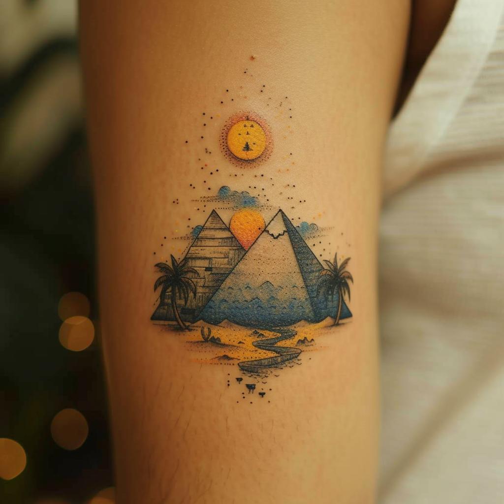 ign o minimalist color tattoo of cute Egyptian pyramid styliz 2f5598f8 91ef 4553 8972 feb697d9a45a
