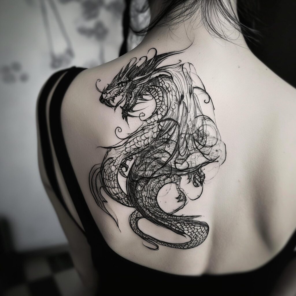 itsluxc black and white dragon tattoo futuristic style styli 69ce926b 9488 4fc6 9ec4 c94b5b86df63