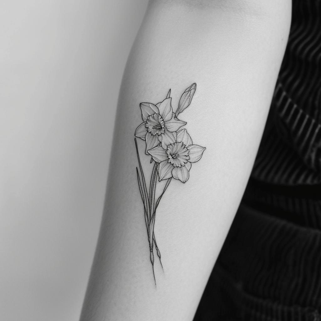 lenaoh a simple line drawing tattoo of two daffodils intertwini 9838206b 4ece 4531 85ac 05b9f34365a9