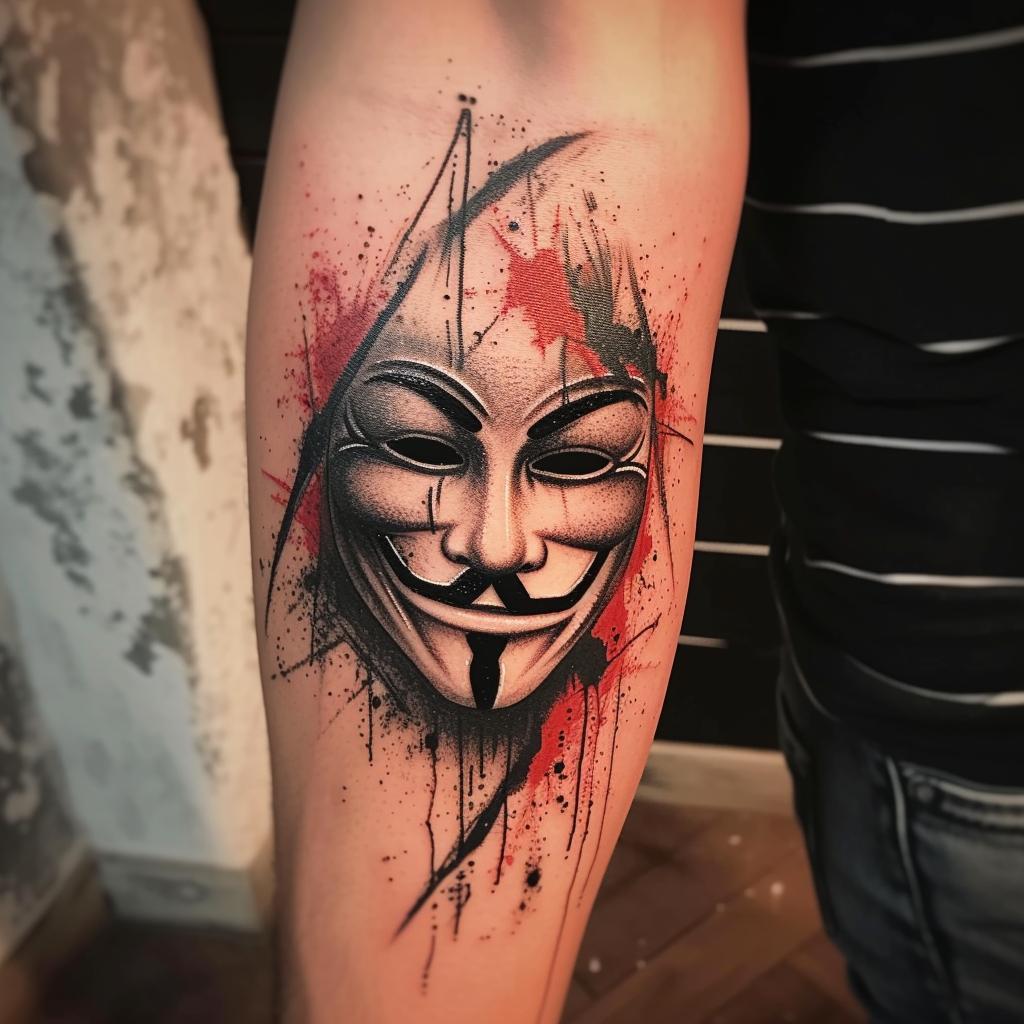 ravz85 anonymous mask tattoo using black and red 88d89e2e 6840 43be aa29 361f5c9ac744