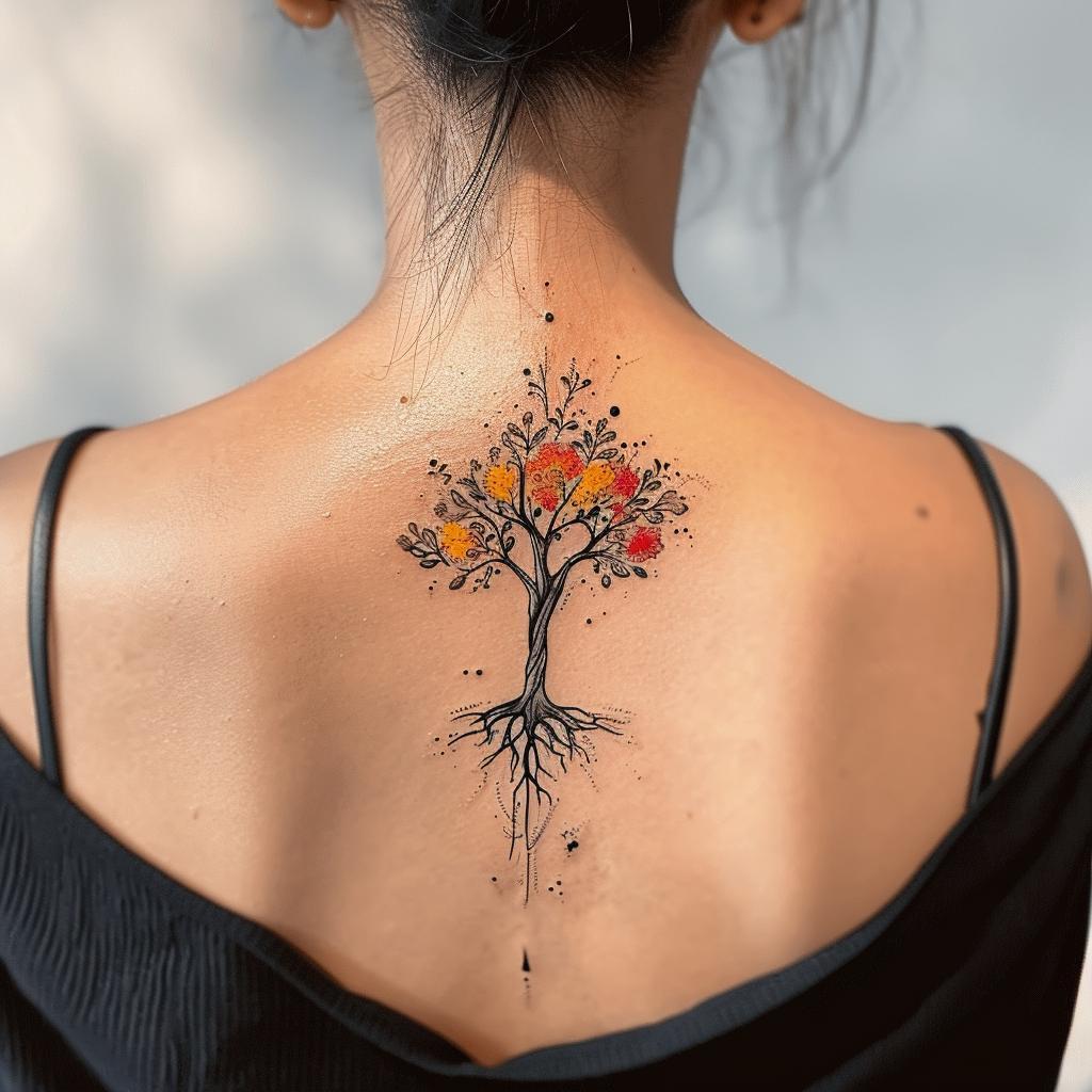 softsport minimalism colors tattoo on womens back tree of Life 1d257eb4 6810 4048 9a9d 1445982a25fb