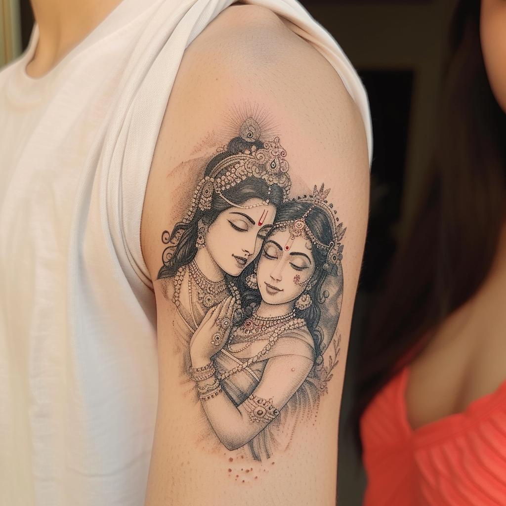 vshiva radha krishna tattoo on the forearm of a female styliz 1a3c9eec 0e2f 4b2e 9944 c1ee7f6b3c35