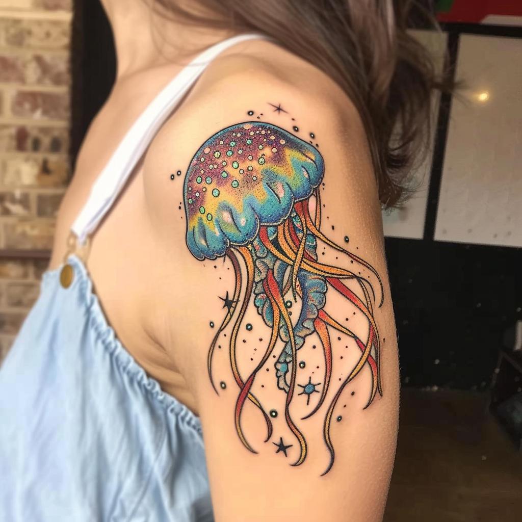 connectakader Celestial Jellyfish tattoo on a girls shoulder 18106b9a 88c8 4694 8a24 5c89d6bf7b08 0