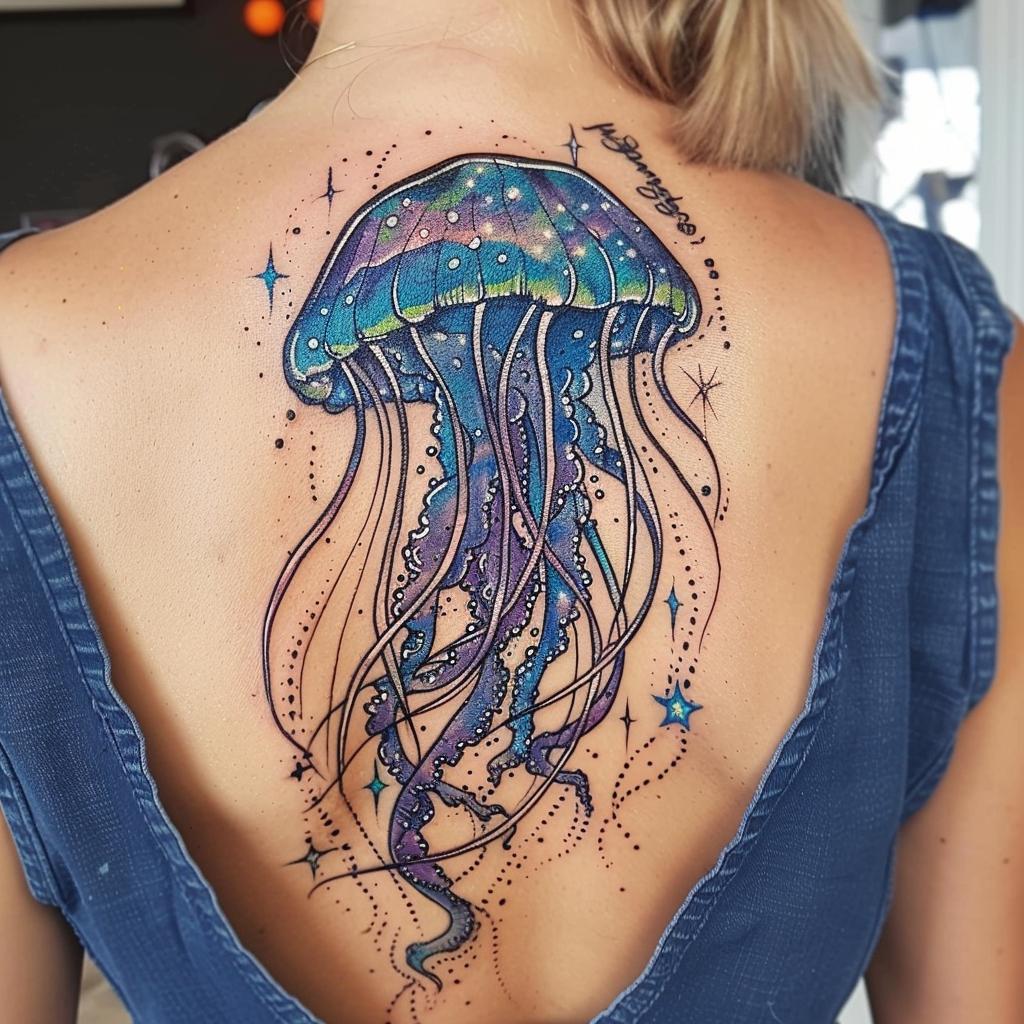 connectakader Galaxy Jellyfish Tattoo on a girls back 9fbd72c2 0ec1 40fb 99a5 d0cd1c56466c 2