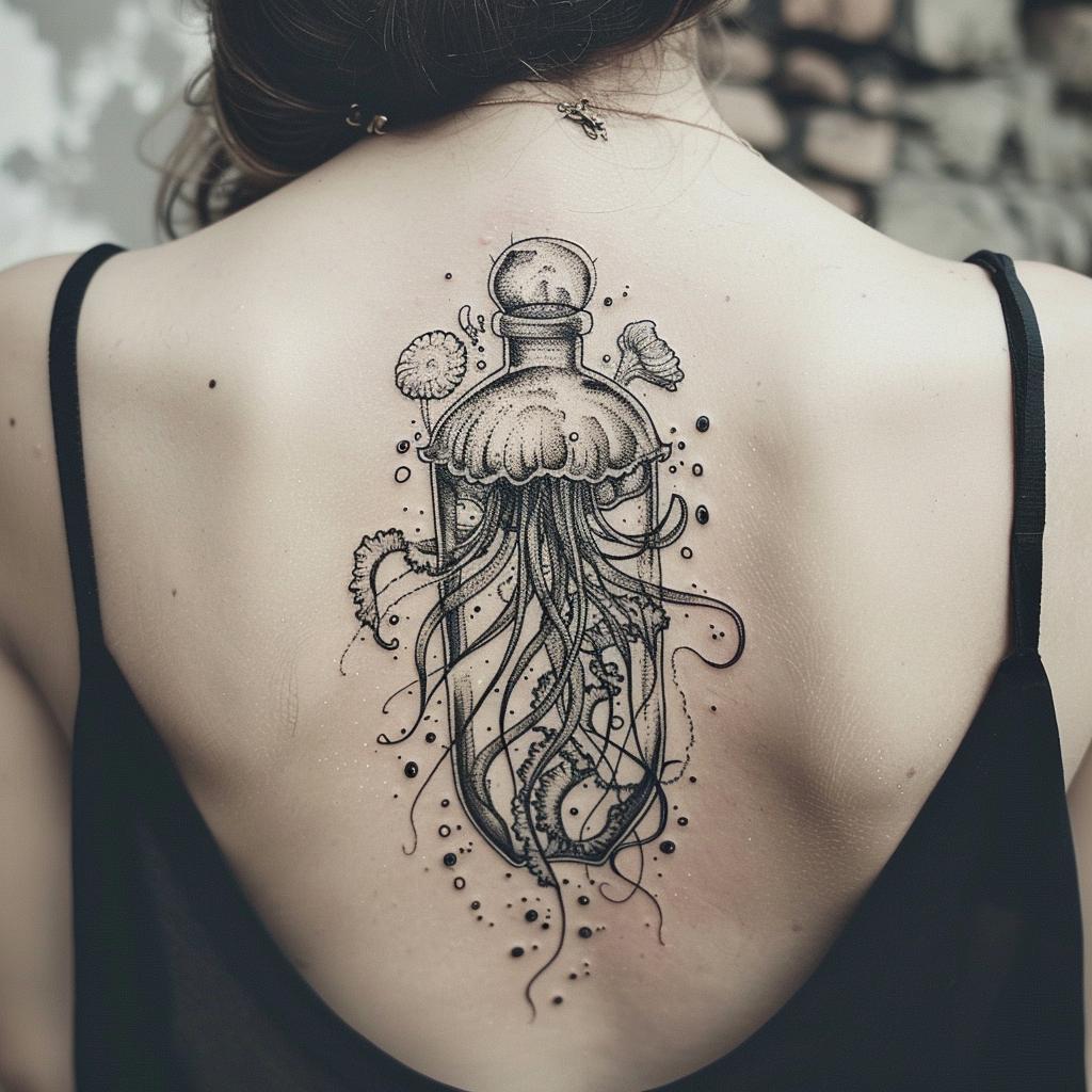 connectakader Jellyfish in a Bottle Tattoo on a girls back 7038020d 909b 4129 a25a 0f499285b37f 2