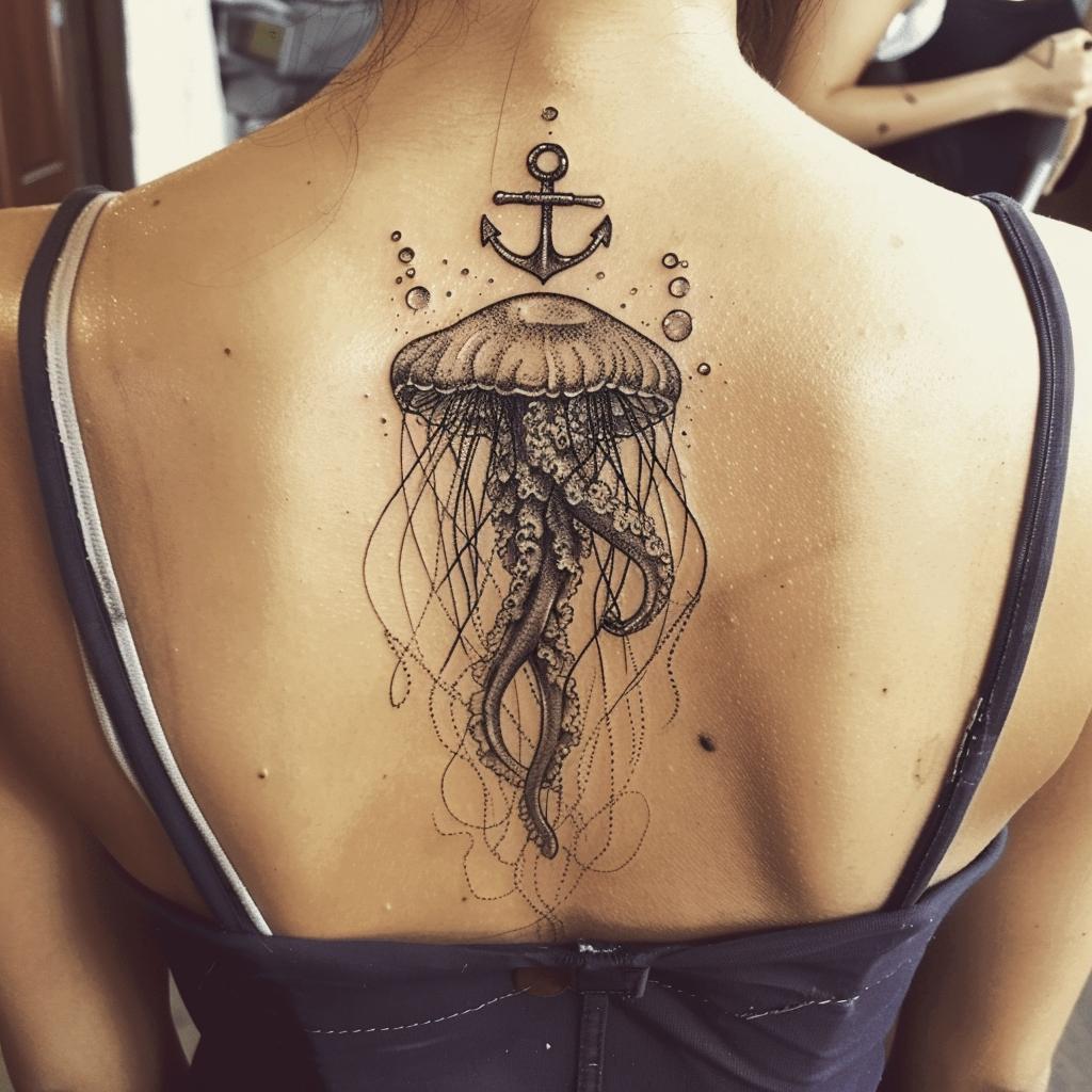 connectakader Jellyfish with Anchor Tattoo on a girls back 35273fad 1062 4b60 b767 d4f99ed2e4cf 2