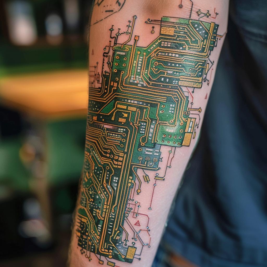 connectakader circuit board art tattoo on a mans arm f2d3d915 107b 44dd a190 3d6b87d700e0 2