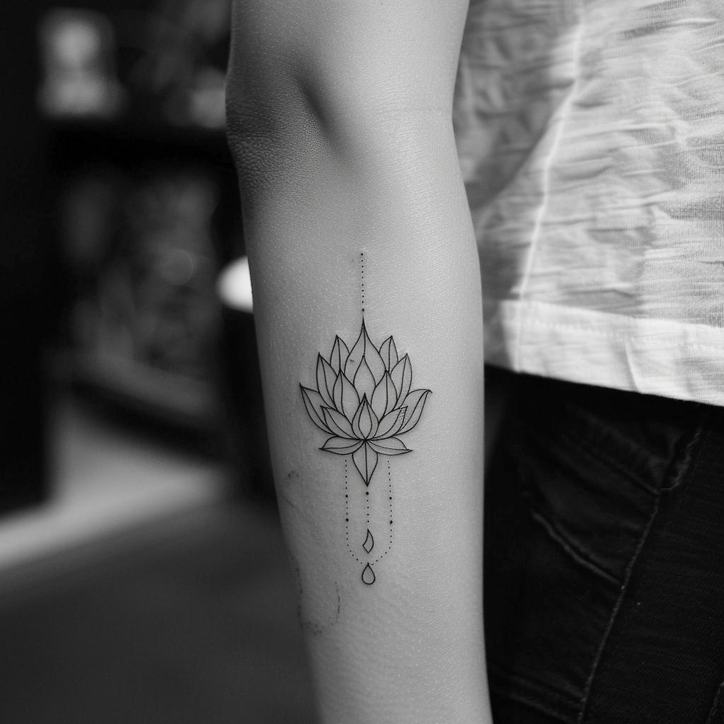 connectakader raindrop with small lotus flower tattoo minimal a1db84d8 fdb1 4102 89fa 8adcde361e36 1